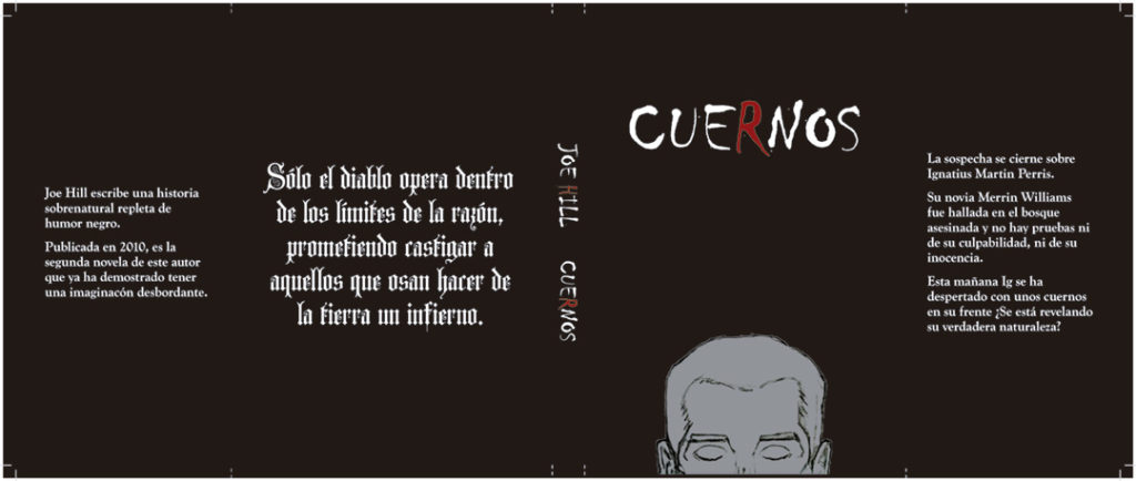 Propuesta de cubierta doble para la novela «Cuernos»